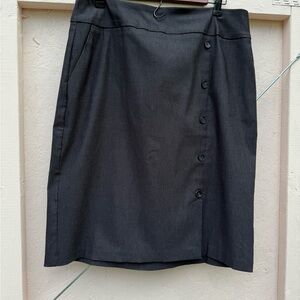 Tribal Charcoal Button-Accent Pencil Skirt